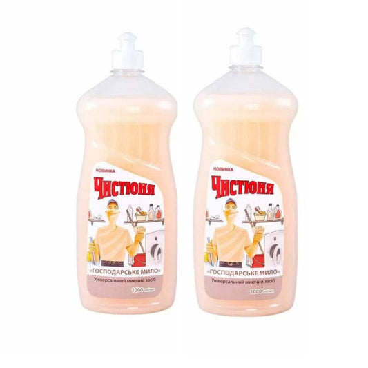2x 1 L Chistyunya  Flüssige Kernseife Hozjaistvennoe Haushaltsseife Waschseife