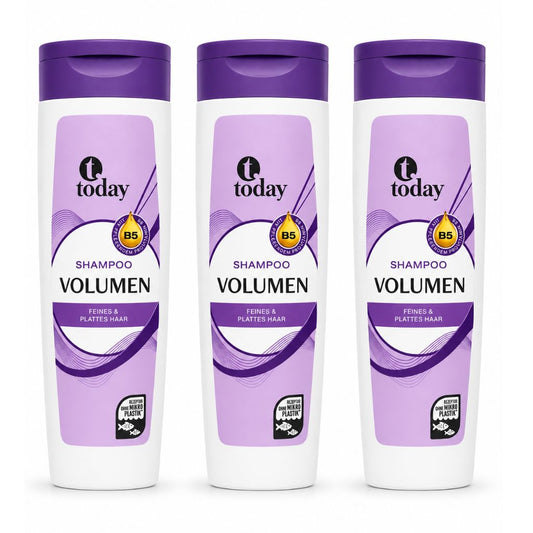 today Shampoo Volumen 300 ml – Mit Provitamin B5 – Für feines & plattes Haar(3 Pack)