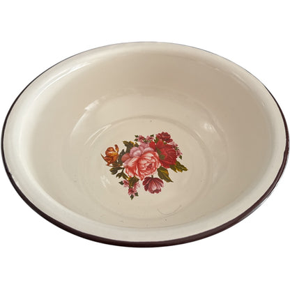 Emaillierte Schüssel mit Blumenmuster – Ø22 x 7 cm