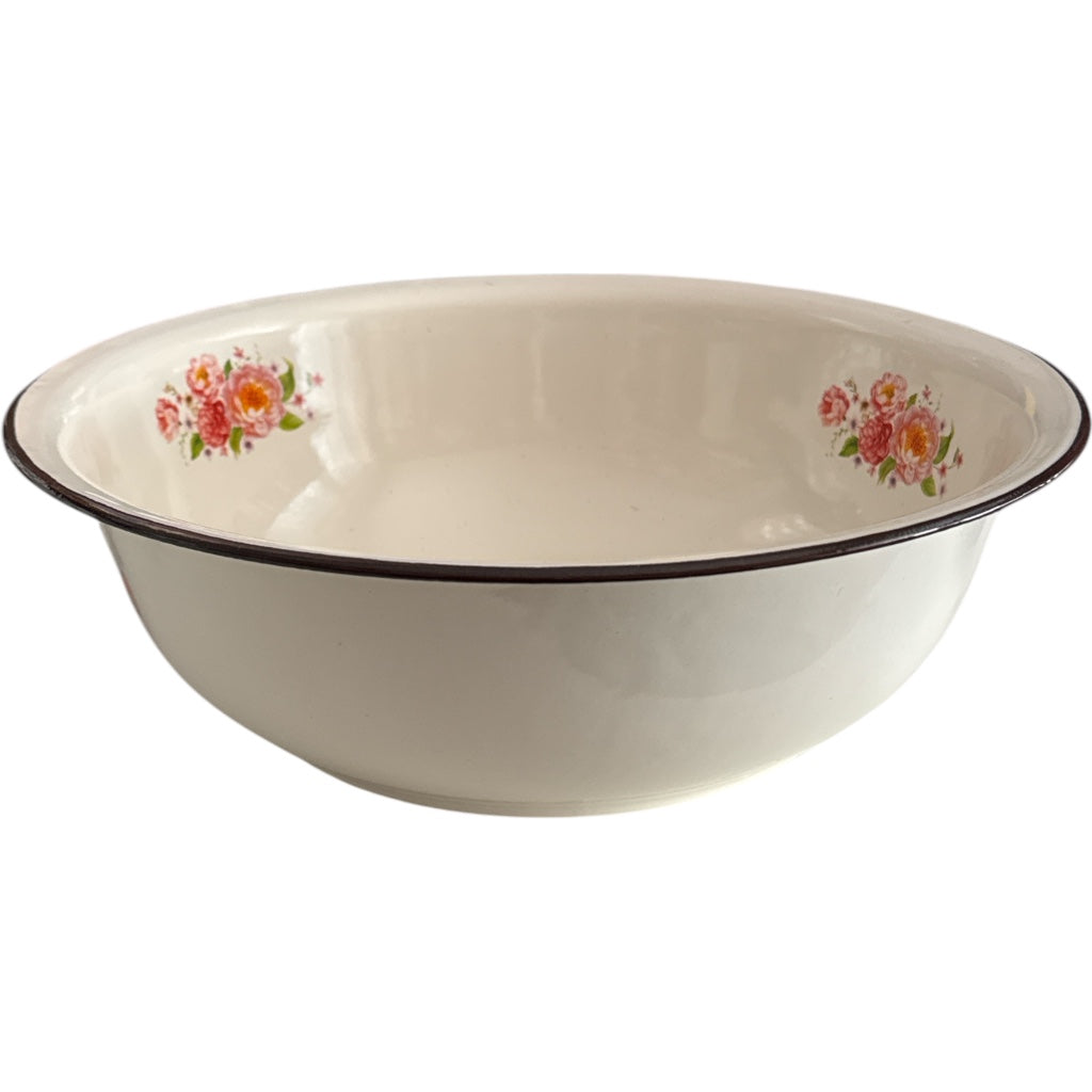 Emaillierte Schüssel mit Blumenmuster –  Ø28 x 8,5 cm