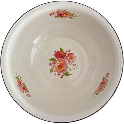 Emaillierte Schüssel mit Blumenmuster –  Ø28 x 8,5 cm