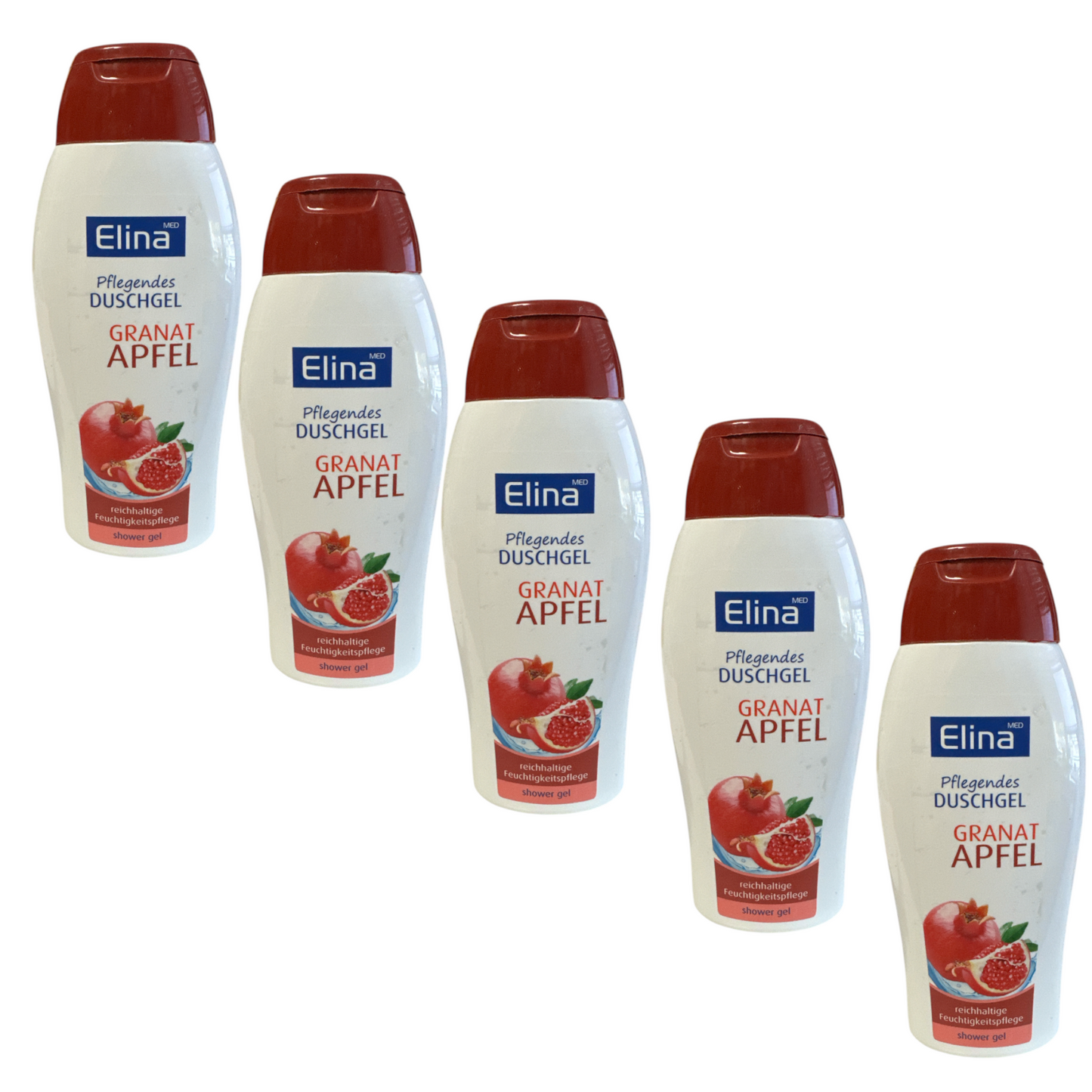 5 x 250 ml Elina Pflegendes Duschgel Granat Apfel