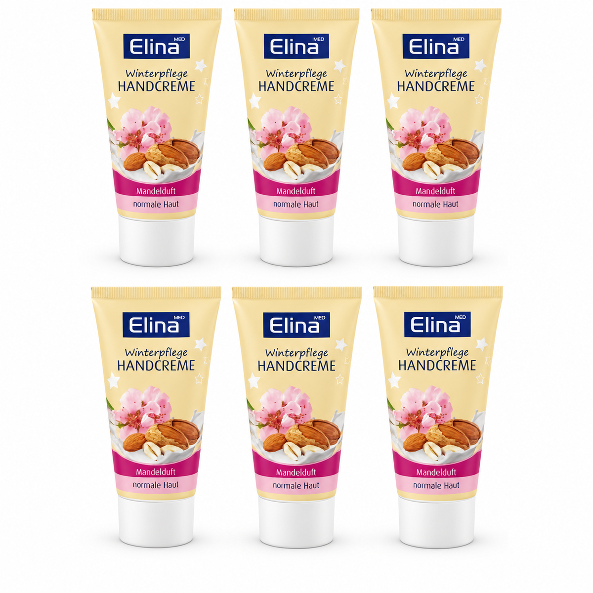 Elina MED Winterpflege Handcreme Mandelduft – 6er-Set, 6 × 50 ml
