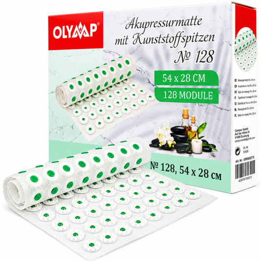 OLYMP Akupressurmatte Nr. 128 – Massagematte mit Kunststoffspitzen, 54 × 28 cm