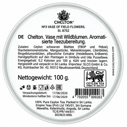 Chelton Blumenvase Feldblumen – Schwarzer Ceylon-Tee mit Früchten und Blüten, 100 g