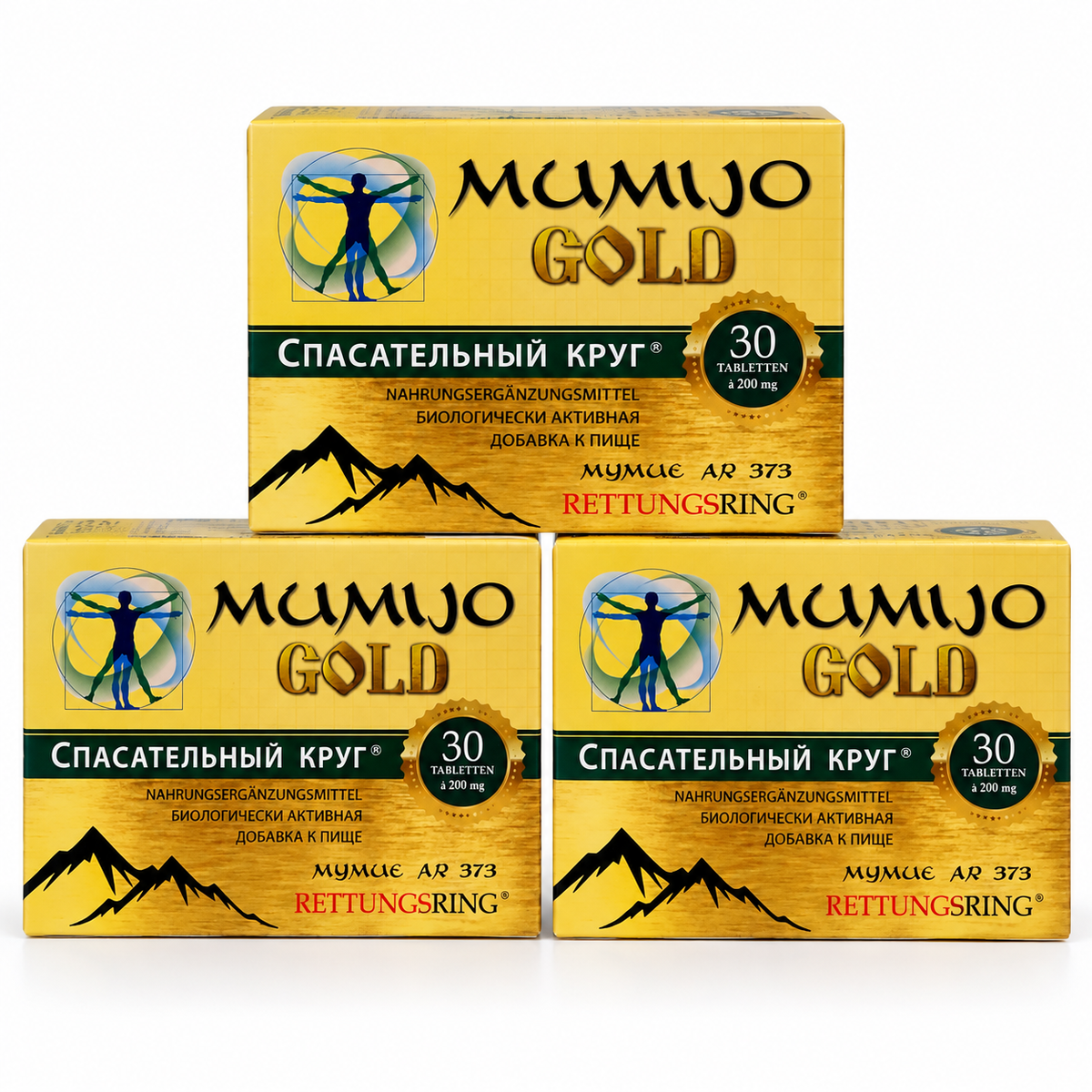 3 St. Mumijo Gold – Rettungsring – 30 Tabletten à 200 mg
