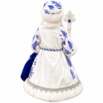 Ded Moroz – Väterchen Frost, 40 cm, Blau-Weiß, mit Geheimfach für Geschenke