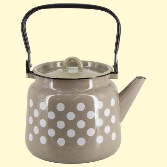 Teekanne, emailliert, 3,5 L  Erbse mit Deckel, Wasserkessel