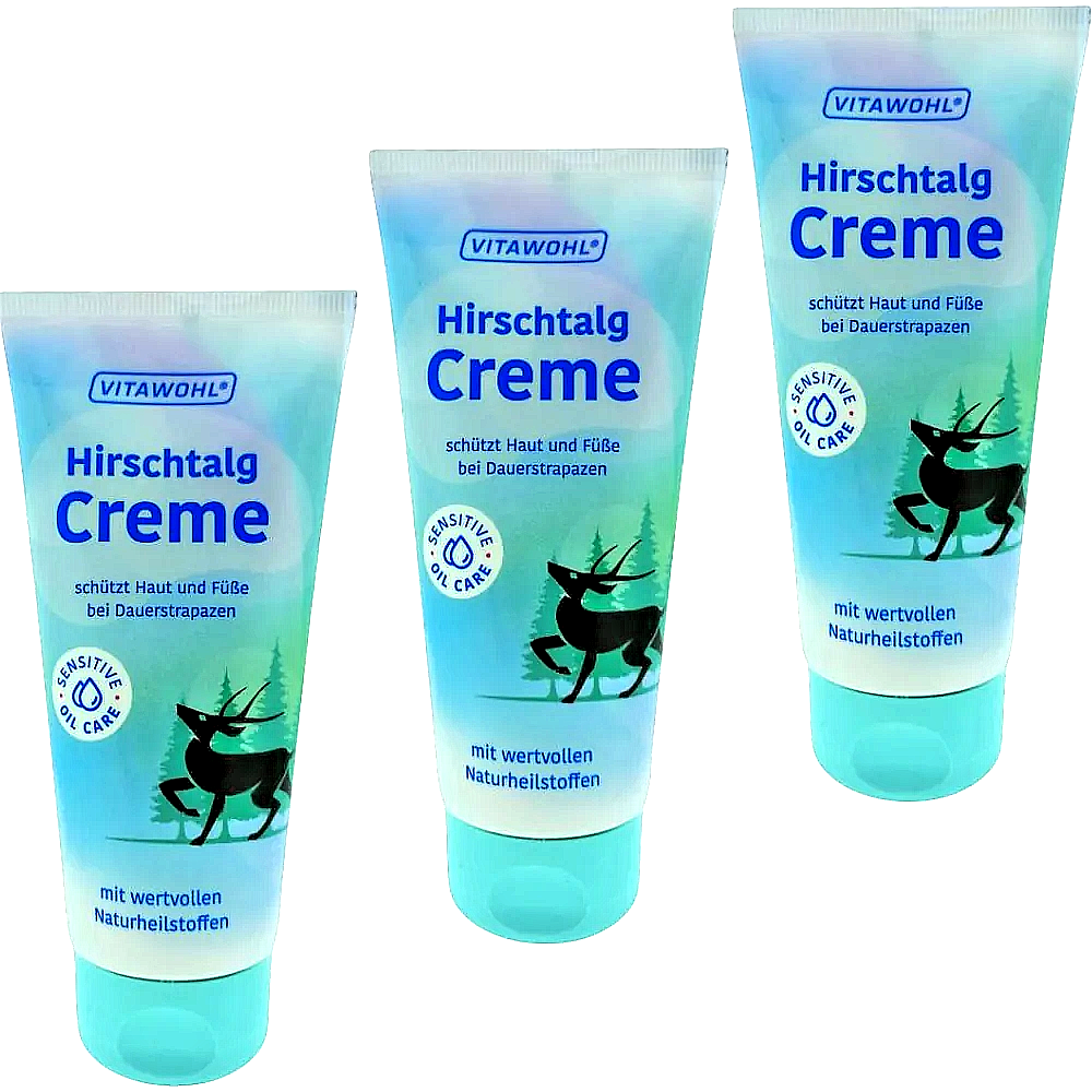 3x100 ml VITAWOHL Hirschtalg Creme beruhig und pflegt Haut
